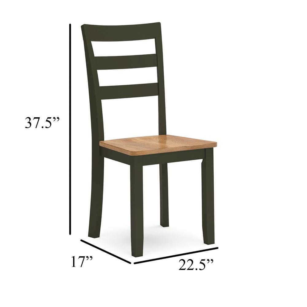Gasy Dining Side Chair Set of 2, Dark Green Solid Wood, Contoured Seat -BM328093