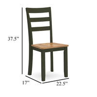 Gasy Dining Side Chair Set of 2, Dark Green Solid Wood, Contoured Seat -BM328093
