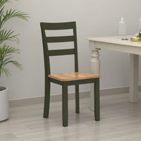 Gasy Dining Side Chair Set of 2, Dark Green Solid Wood, Contoured Seat -BM328093