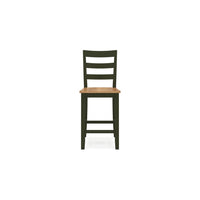 Gasy Counter Height Chair Set of 2, Dark Green Solid Wood, Brown Seat -BM328094