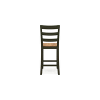 Gasy Counter Height Chair Set of 2, Dark Green Solid Wood, Brown Seat -BM328094