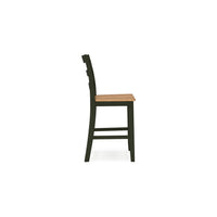 Gasy Counter Height Chair Set of 2, Dark Green Solid Wood, Brown Seat -BM328094