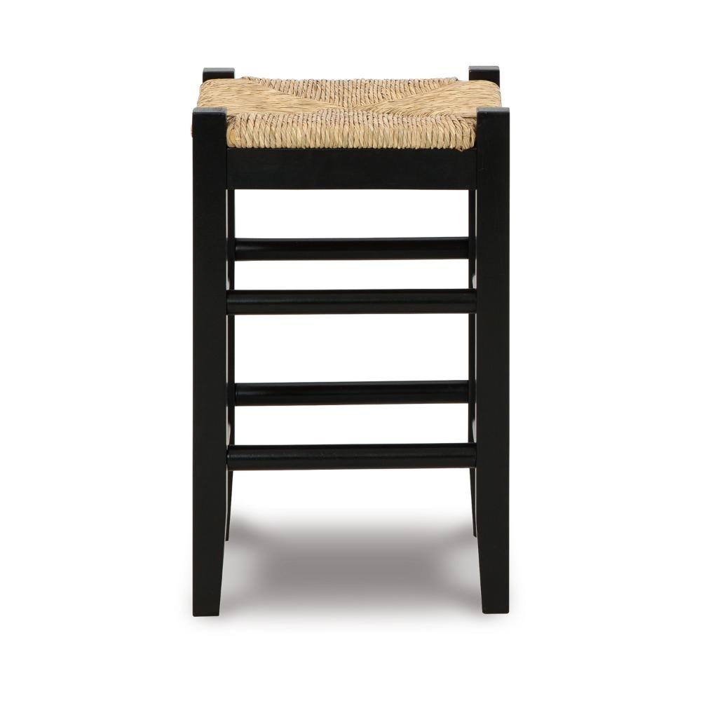 Anya Counter Height Stool Set of 2, Brown Woven Seat, 23 Inch, Black -BM328098