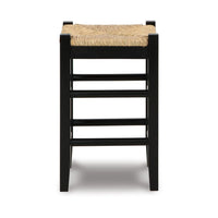 Anya Counter Height Stool Set of 2, Brown Woven Seat, 23 Inch, Black -BM328098