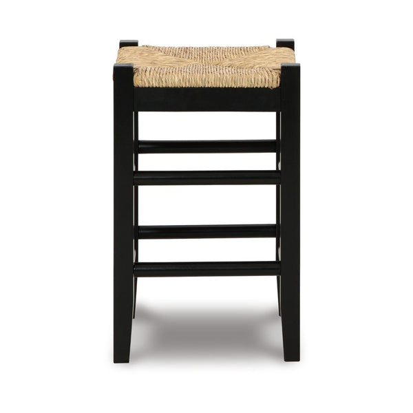 Anya Counter Height Stool Set of 2, Brown Woven Seat, 23 Inch, Black -BM328098