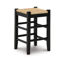 Anya Counter Height Stool Set of 2, Brown Woven Seat, 23 Inch, Black -BM328098
