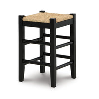 Anya Counter Height Stool Set of 2, Brown Woven Seat, 23 Inch, Black -BM328098