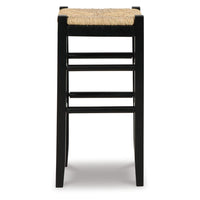 Anya Bar Height Stool, Woven Seagrass Seat, 30 Inch, Black Wood Frame -BM328099