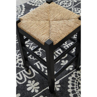 Anya Bar Height Stool, Woven Seagrass Seat, 30 Inch, Black Wood Frame -BM328099
