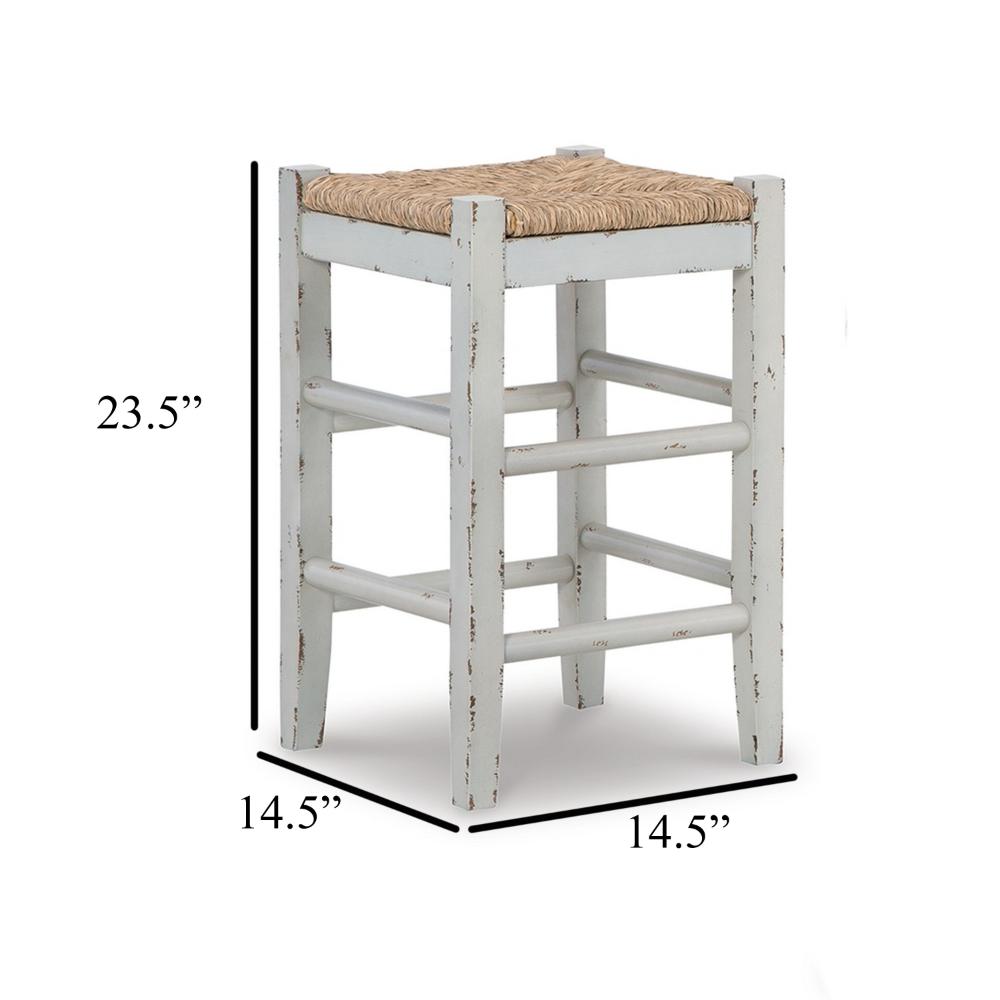 Anya Counter Height Stool Set of 2, Brown Woven, 23 Inch Rustic White -BM328100