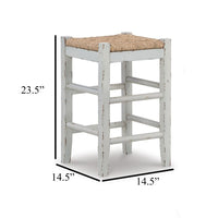 Anya Counter Height Stool Set of 2, Brown Woven, 23 Inch Rustic White -BM328100