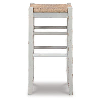 Anya Bar Height Stool Set of 2, Brown Woven Seat, 30 Inch Rustic White -BM328101