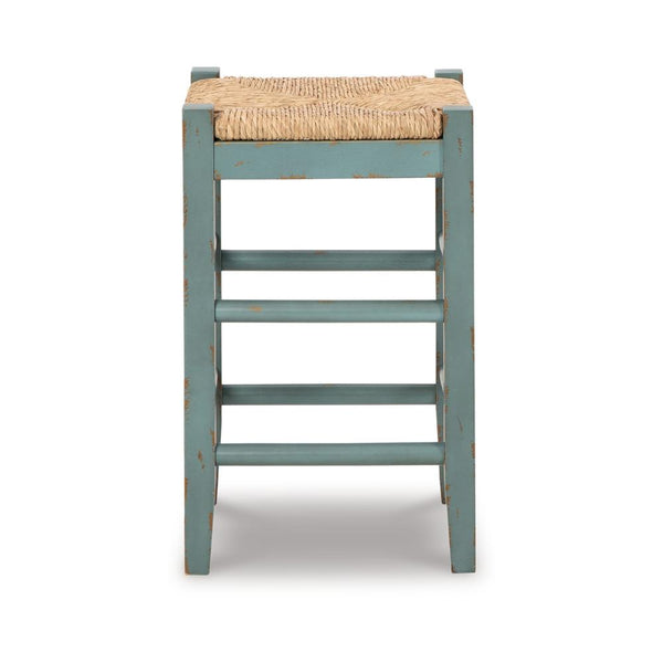 Anya Counter Height Stool Set of 2, Brown Woven, 23 Inch Rustic Blue -BM328102