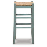 Anya Bar Height Stool Set of 2, Brown Woven Seat, 30 Inch Rustic Blue -BM328103
