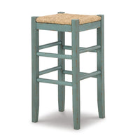 Anya Bar Height Stool Set of 2, Brown Woven Seat, 30 Inch Rustic Blue -BM328103