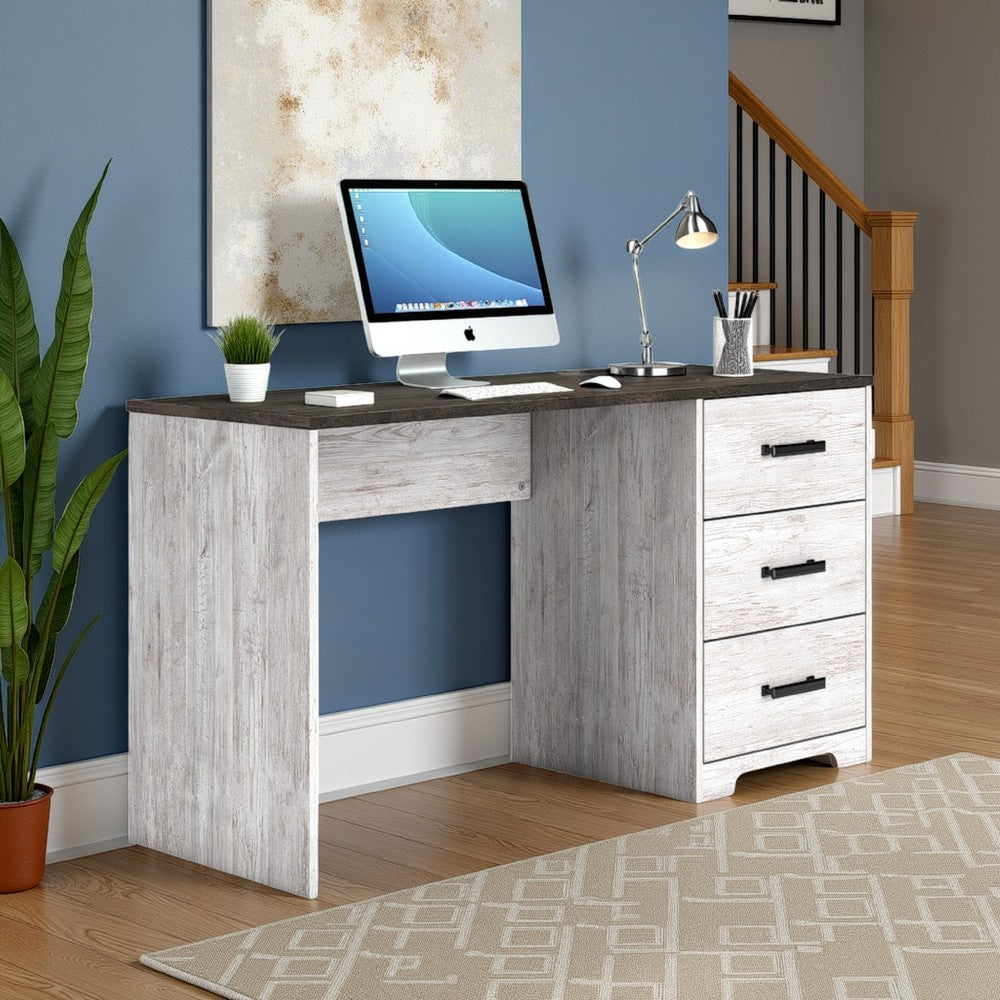 Shawn Home Office Desk, 54 Inch Rectangular Top w Side Drawers, Gray -BM328113