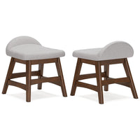Jeyn Home Office Desk Chair, Gray Padded Saddle Seat, Brown Wood