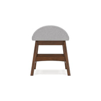 Jeyn Home Office Desk Chair, Gray Padded Saddle Seat, Brown Wood -BM328114