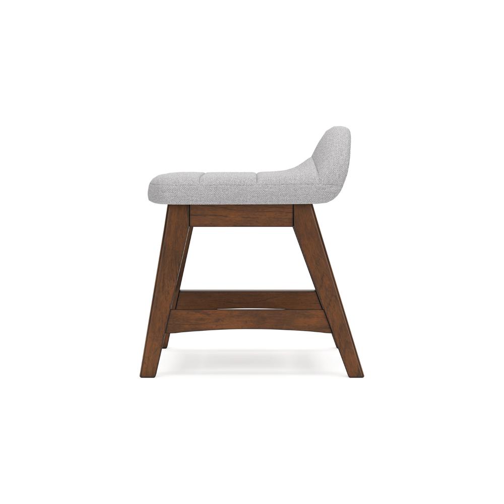 Jeyn Home Office Desk Chair, Gray Padded Saddle Seat, Brown Wood -BM328114