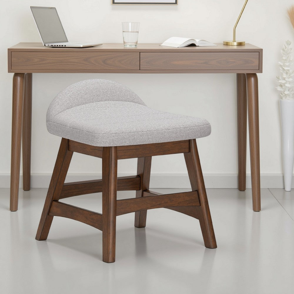 Jeyn Home Office Desk Chair, Gray Padded Saddle Seat, Brown Wood -BM328114