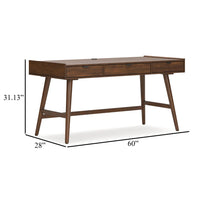 Jeyn Home Office Desk, 60 Rectangular Top w 3 Drawers, Natural Brown -BM328115