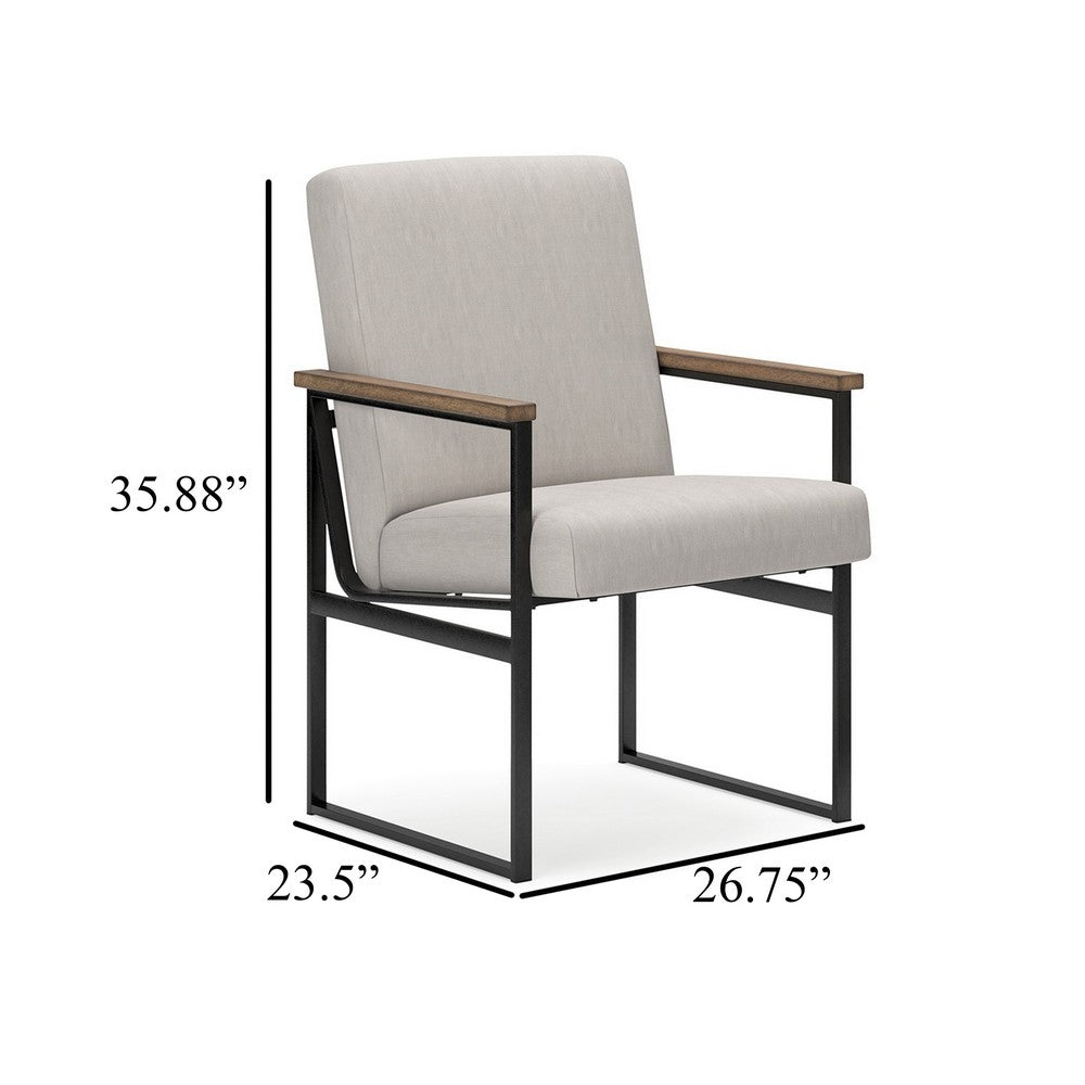 Tey Home Office Chair, Gray Padded Seat and Back, Black Metal Frame -BM328117