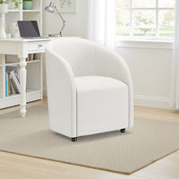 Jeno Home Office Chair with Caster Wheels, White Boucle Fabric -BM328123