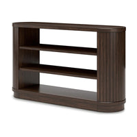 Jeno TV Media Credenza Cabinet, 2 Shelves, Ribbed Brown Wood 58 Inch -BM328125