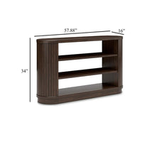 Jeno TV Media Credenza Cabinet, 2 Shelves, Ribbed Brown Wood 58 Inch -BM328125
