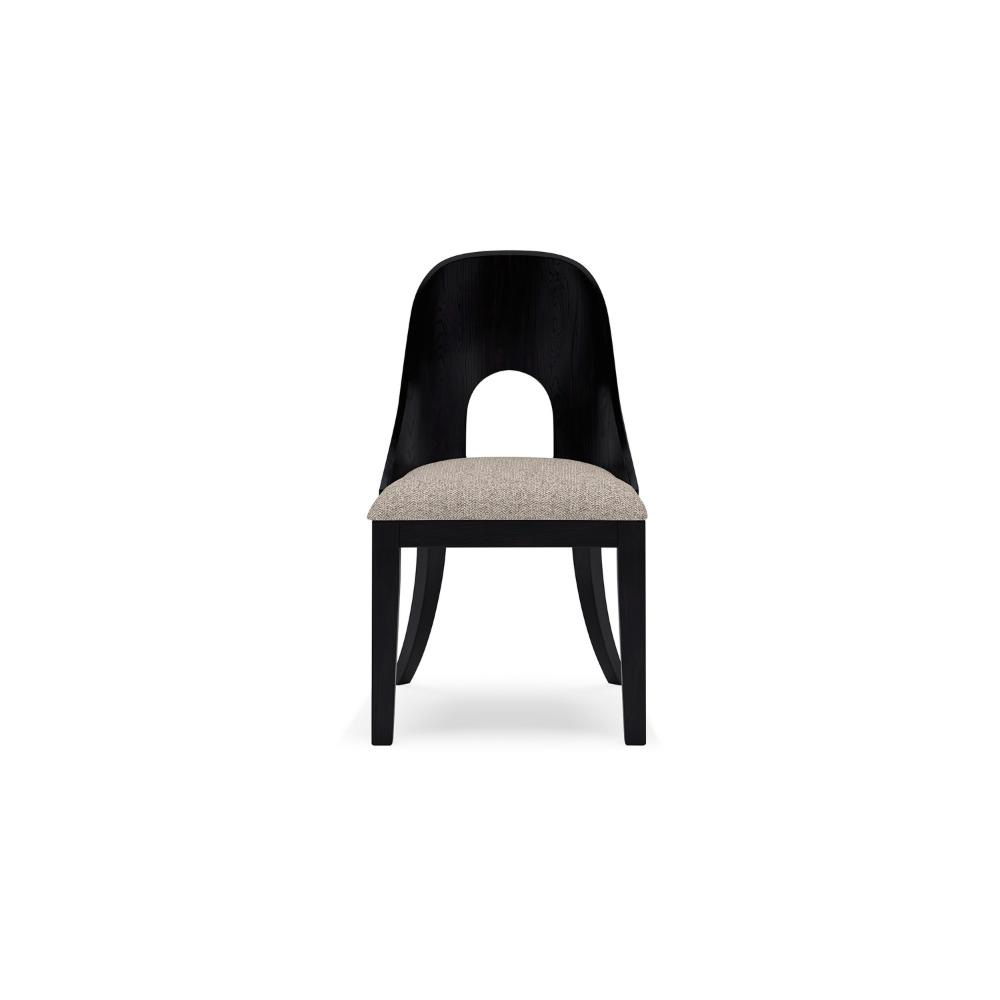 Robeck Home Office Chair, Cutout Back, Gray Padded Seat, Black Wood -BM328128