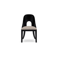 Robeck Home Office Chair, Cutout Back, Gray Padded Seat, Black Wood -BM328128