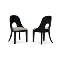 Robeck Home Office Chair, Cutout Back, Gray Padded Seat, Black Wood