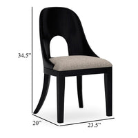 Robeck Home Office Chair, Cutout Back, Gray Padded Seat, Black Wood -BM328128