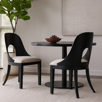 Robeck Home Office Chair, Cutout Back, Gray Padded Seat, Black Wood -BM328128