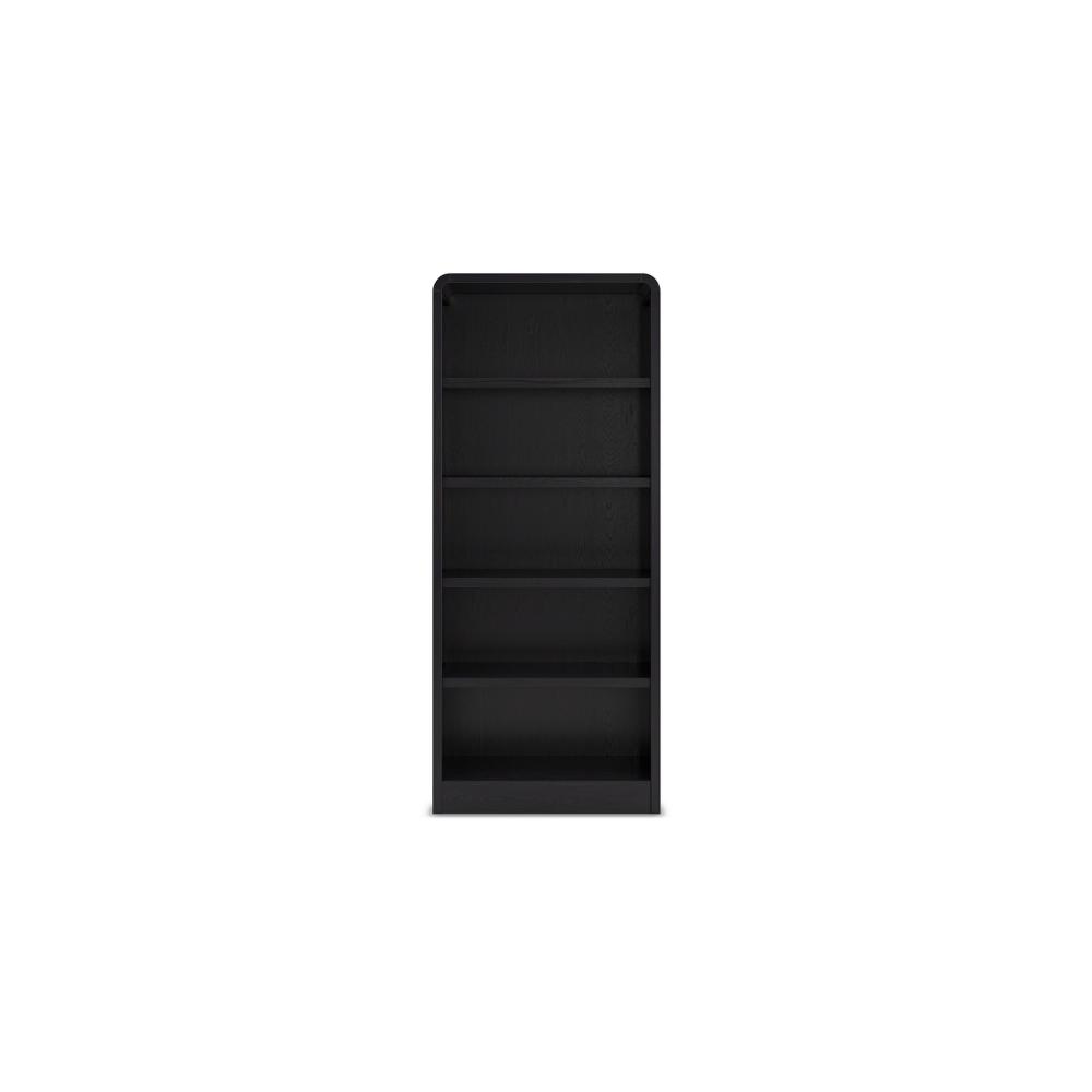 Robeck Large Bookcase, 5 Display Shelves, Classic 72 Inch Black Wood -BM328129