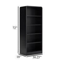 Robeck Large Bookcase, 5 Display Shelves, Classic 72 Inch Black Wood -BM328129
