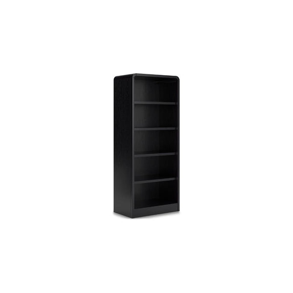 Robeck Large Bookcase, 5 Display Shelves, Classic 72 Inch Black Wood
