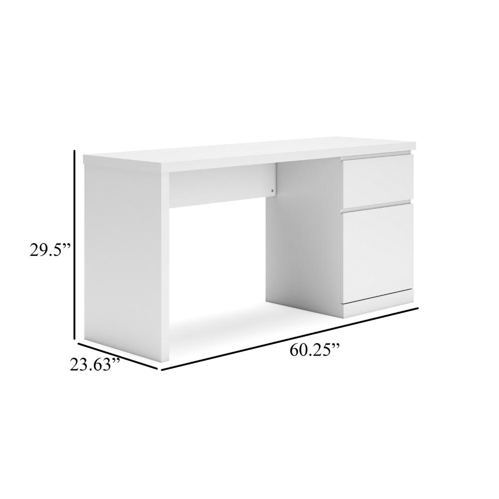 Onira Home Office Desk, 60 Inch Rectangular Top w Drawer, White Wood -BM328131
