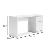 Onira Home Office Desk, 60 Inch Rectangular Top w Drawer, White Wood -BM328131