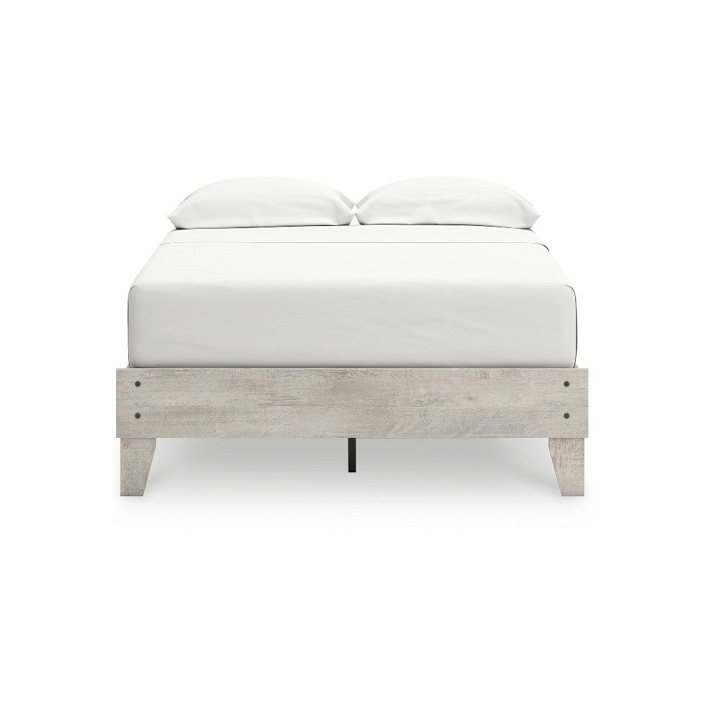 Shawn Full Size Minimalist Platform Bed, Light Gray Wood Frame -BM328133