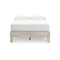 Shawn Full Size Minimalist Platform Bed, Light Gray Wood Frame -BM328133