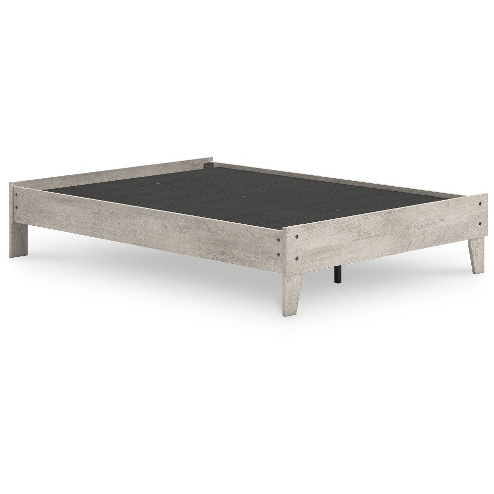 Shawn Full Size Minimalist Platform Bed, Light Gray Wood Frame -BM328133