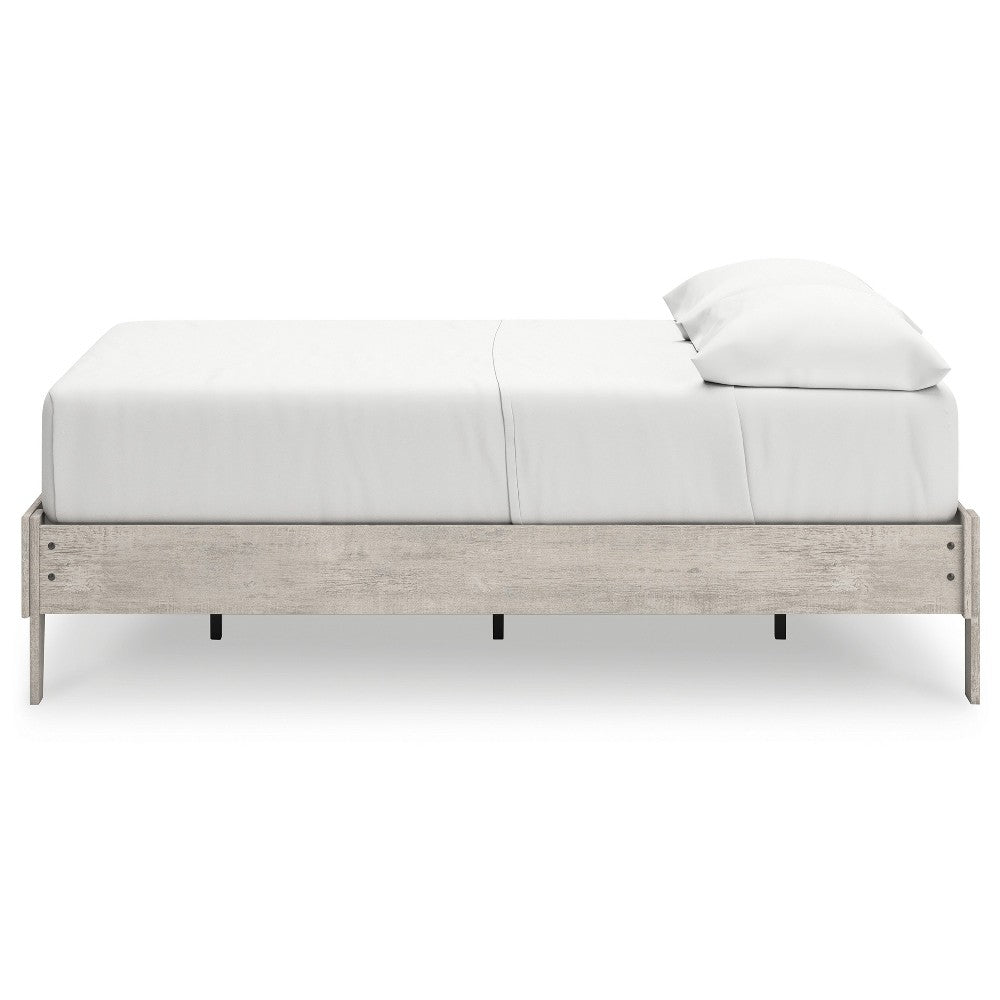 Shawn Full Size Minimalist Platform Bed, Light Gray Wood Frame -BM328133