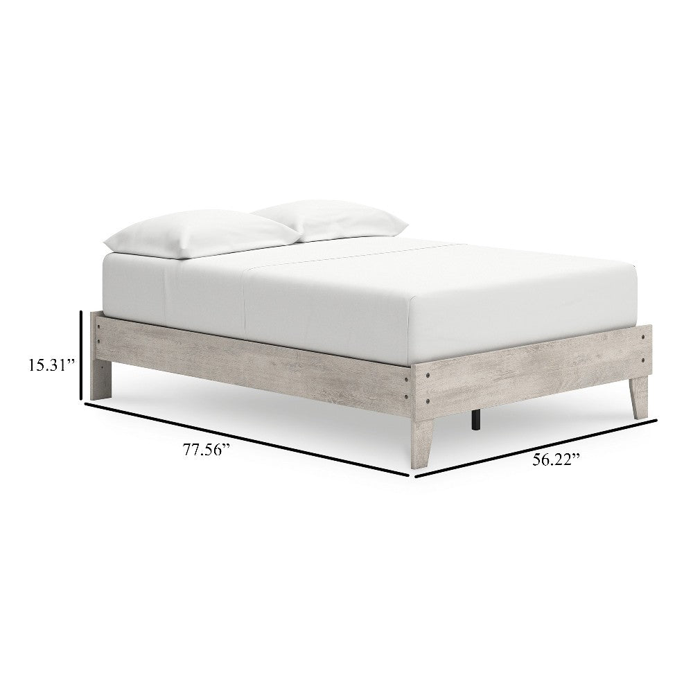 Shawn Full Size Minimalist Platform Bed, Light Gray Wood Frame -BM328133