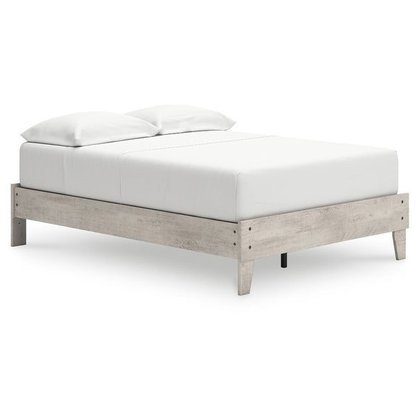Shawn Full Size Minimalist Platform Bed, Light Gray Wood Frame -BM328133