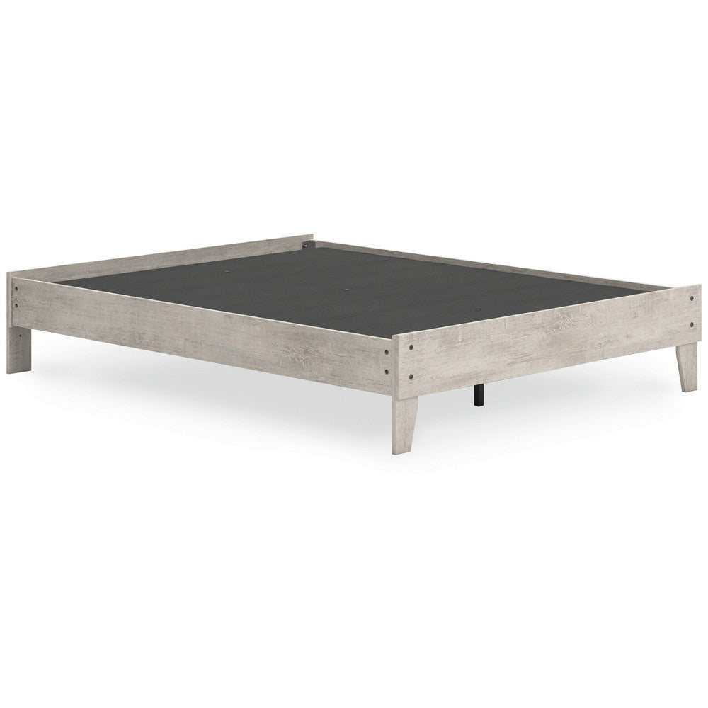 Shawn Queen Size Minimalist Platform Bed, Light Gray Wood, Low Profile -BM328134
