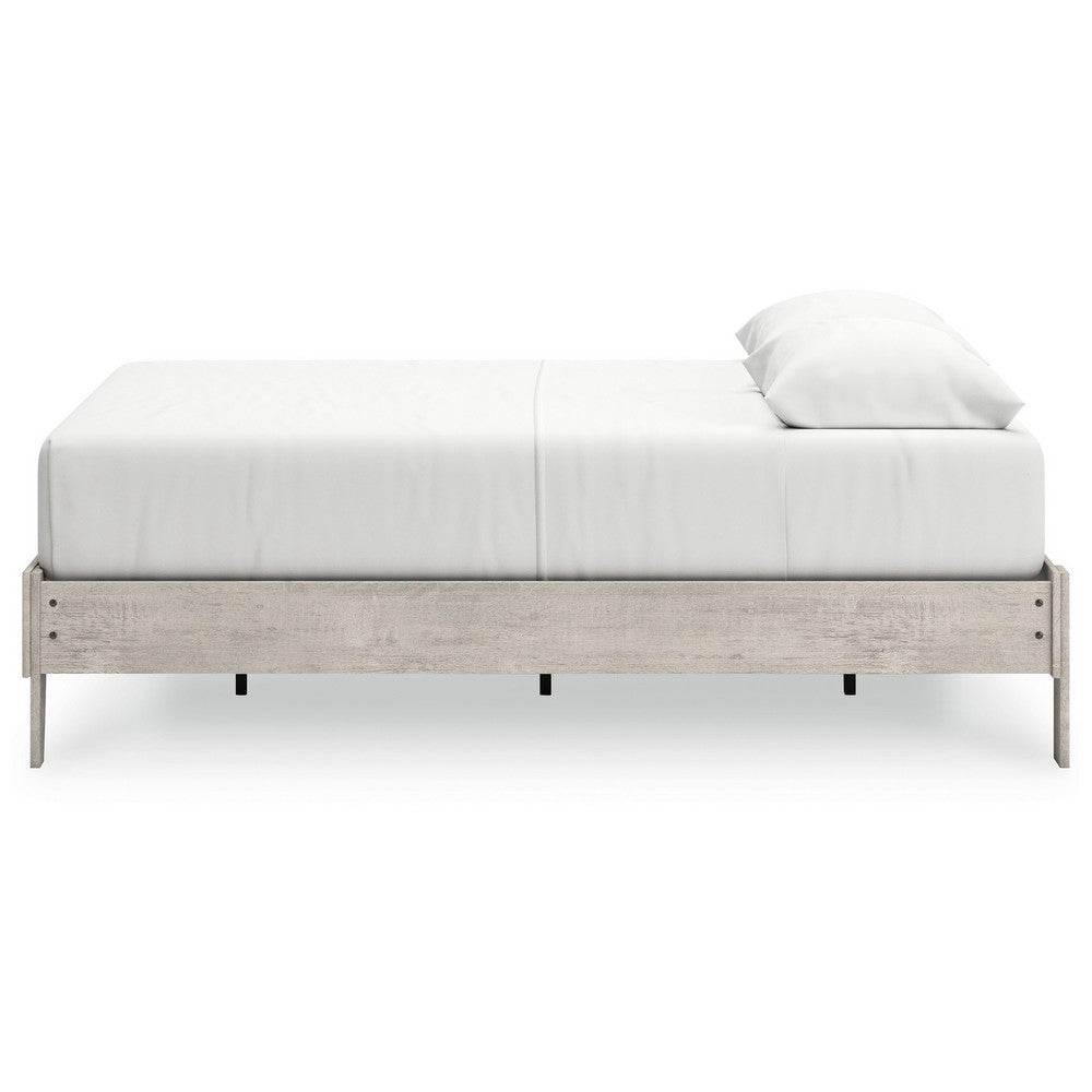 Shawn Queen Size Minimalist Platform Bed, Light Gray Wood, Low Profile -BM328134