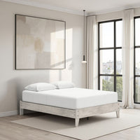 Shawn Queen Size Minimalist Platform Bed, Light Gray Wood, Low Profile -BM328134