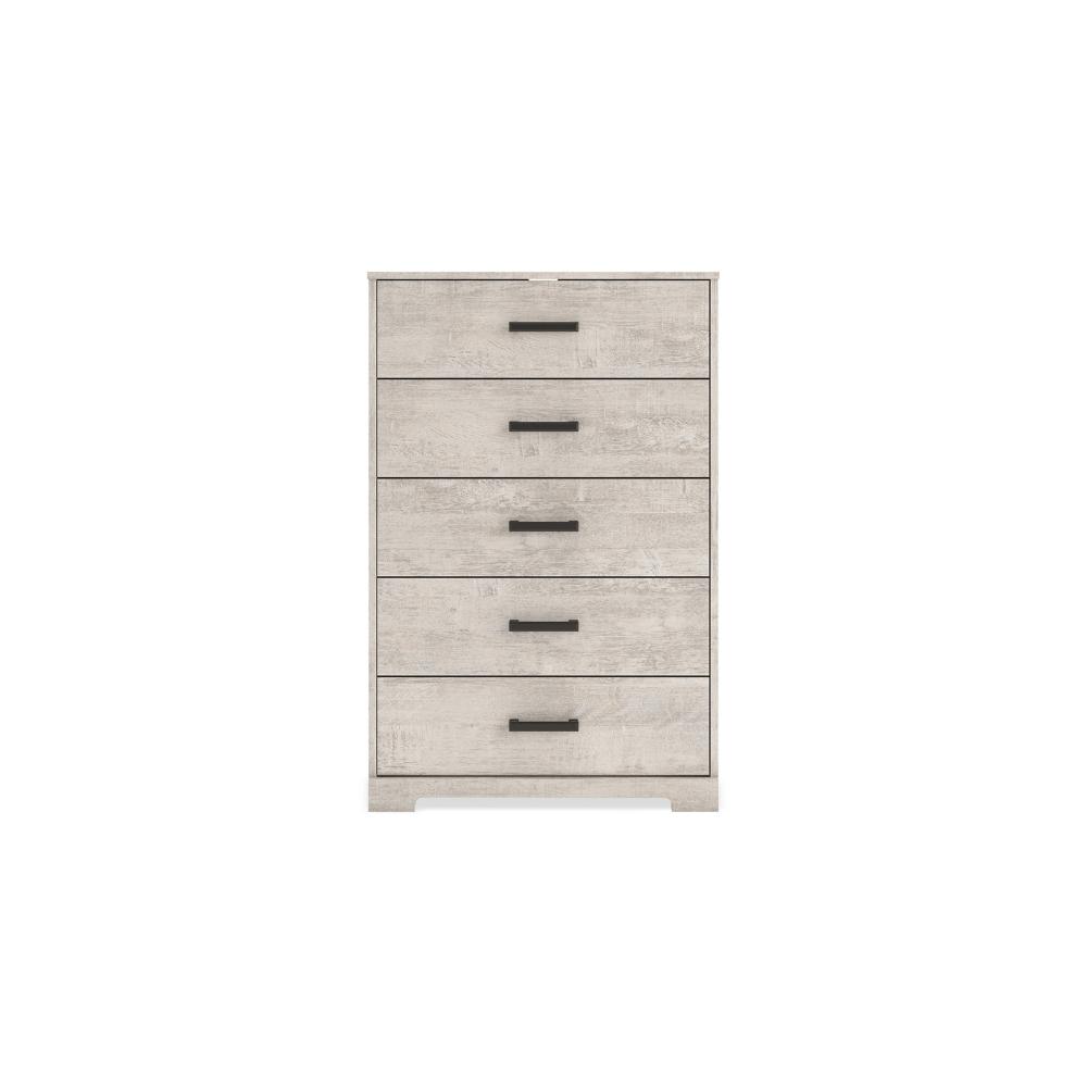 Shawn Tall Dresser Chest, 5 Drawers, Black Handles, Light Gray 46 Inch -BM328136