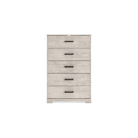 Shawn Tall Dresser Chest, 5 Drawers, Black Handles, Light Gray 46 Inch -BM328136